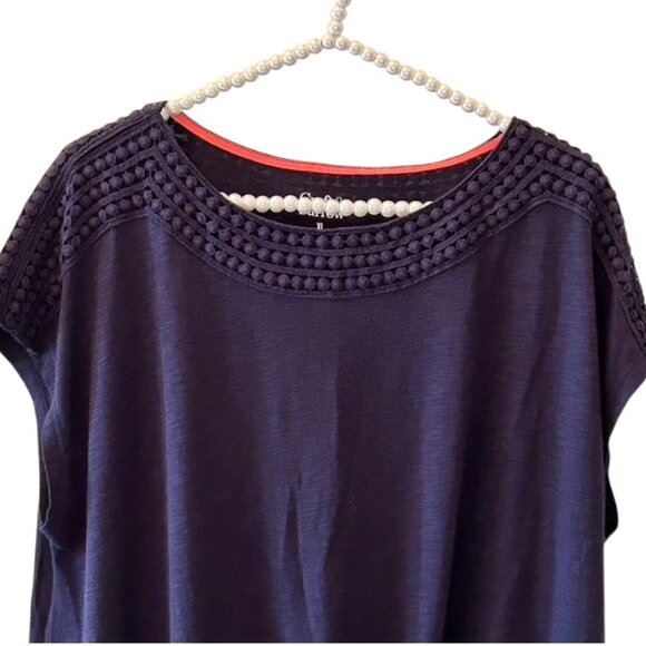 Croft & Barrow Navy Tee w/Neckline Detail and Twisted Front Hem XL - Picture 1 of 7